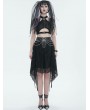 Devil Fashion Black Gothic Punk Street Chain Net Irregular Skirt
