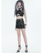 Devil Fashion Black Fashion Gothic Faux Leather Fitted Mini Skirt