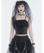 Devil Fashion Black Gothic Punk Rivet Spaghetti Strap Tank Top for Women