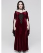 Punk Rave Red Vintage Gothic Gorgeous Velvet Lace Applique Plus Size Long Party Dress