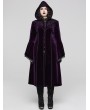 Punk Rave Black and Violet Vintage Gothic Gorgeous Velvet Plus Size Long Hooded Coat for Women