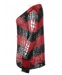Punk Rave Black and Red Stripe Gothic Decayed Pullover Plus Size Sweater for Women