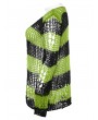 Punk Rave Black and Green Stripe Gothic Decayed Pullover Sweater for Women