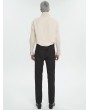 Devil Fashion Beige Vintage Gothic Stand Collar Long Sleeve Cotton Shirt for Men