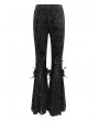 Eva Lady Black Vintage Gothic Velvet Lace Floral Pattern Flared Pants for Women