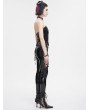Devil Fashion Black Sexy Gothic Punk Rivet Cutout Overbust Corset Top for Women