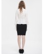 Devil Fashion White Gothic Retro Ruffles Long Sleeve Shirt for Women