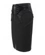Devil Fashion Black Vintage Elegant Gothic Front Short Slit Midi Skirt