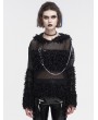 Devil Fashion Black Gothic Punk Grunge Long Sleeve Hooded Crochet Sweater for Women