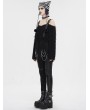 Devil Fashion Black Gothic Punk Fluffy Off-the-Shoulder Irregular Sweater for Women