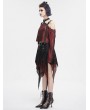Devil Fashion Red Gothic Punk Buckle Strap Cold Shoulder Halter Top for Women