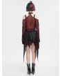 Devil Fashion Red Gothic Punk Buckle Strap Cold Shoulder Halter Top for Women