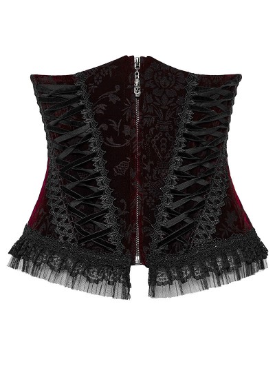 Punk Rave Black and Red Gorgeous Velvet Gothic Printing Underbust Corset Waistband