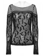 Punk Rave Black Gothic Bat Mesh Long Sleeve Daily T-shirt for Women