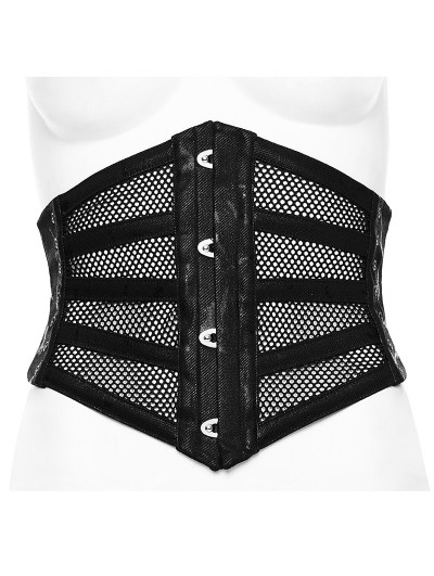 Punk Rave Black Gothic Punk Steel Boned Underbust Mesh Corset