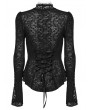 Punk Rave Black Sexy Gothic Mesh Spliced Lace Long Sleeve Shirt for Women
