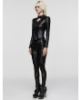 Punk Rave Black Gothic Cool Hollow V-Neck Long Sleeve T-Shirt for Women
