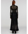 Punk Rave Black Sexy Gothic Flocked Pattern Mesh Long Sleeve T-Shirt for Women