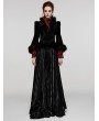 Punk Rave Black Vintage Gothic Fur Trim Embossed Velvet Short Jacket for Women