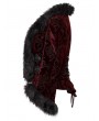 Punk Rave Black and Red Vintage Gothic Fur Trim Embossed Velvet Short Jacket for Women