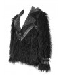 Devil Fashion Black Fashion Gothic Punk Eyelet Lapel Faux Fur Zip-Up Jacket for Men