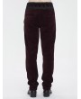 Devil Fashion Red Gothic Retro Lace Trim Slant Pocket Party Pants for Men