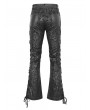 Devil Fashion Black Gothic Vintage Pattern Lace-Up Flared Pants for Men
