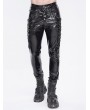 Devil Fashion Black Gothic Punk Faux Leather Skinny Pants for Men
