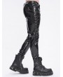 Devil Fashion Black Gothic Punk Faux Leather Skinny Pants for Men