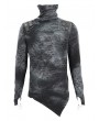 Devil Fashion Dark Gothic Punk Tie-Dye Irregular Turtleneck T-Shirt for Men