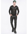 Devil Fashion Black Gothic Striped Long Sleeve Daily Wear Hooded T-Shirt for Men
