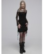 Punk Rave Black Gothic Lace Mesh Slim Fitted T-Shirt for Women