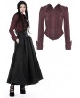 Dark in Love Wine Red Gothic Ruffle Front Button Up Long Sleeve Blouse for Women