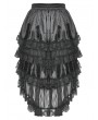 Dark in Love Black Gothic Princess Frilly Lace Striped High Low Skirt