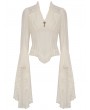 Dark in Love Ivory Steampunk Gothic Elegant Long Trumpet Sleeves Shirt for Women