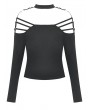 Dark in Love Black Gothic Punk Sexy Off-the-Shoulder Slim Fit T-Shirt for Women