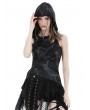 Dark in Love Black Gothic Punk Cool Pin Hooded Sleeveless T-Shirt for Women