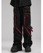 Punk Rave Black and Red Gothic Punk Metal Studded Wide Leg Trousers for Men