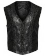 Punk Rave Black Vintage Gothic Printed PU Leather Waistcoat for Men