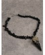Black Gothic Irregular Beaded Bird Skull Pendant Necklace