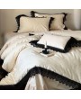 Cream and Black Jacquard Lace Vintage Gothic Comforter Set