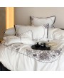 White Gothic Vintage Luxurious Floral Embroidery Comforter Set