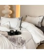 White Gothic Vintage Luxurious Floral Embroidery Comforter Set