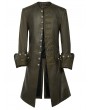 Pentagramme green vintage steampunk gothic mid-length trench coat for men