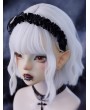 Black Gothic Small Skull Wings Pleated Headband