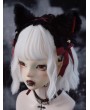 Black and Red Dark Goth Plush Fox Ears Headband