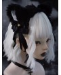 Black Dark Goth Bell Bow Plush Fox Ears Headband