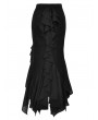 Dark in love Black Gothic Sexy Slit Ruffle Long Fishtail Skirt