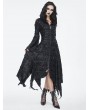 Devil Fashion Black Gothic Punk Irregular Distressed Hooded Jacket for Women