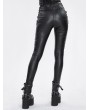 Devil Fashion Black Gothic Punk Metal Layered Chain Skinny Pants for Women